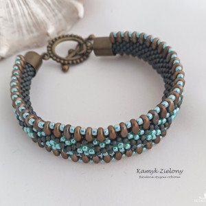 Bransoletka turkusowo-brązowa