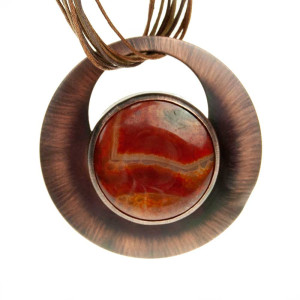 Miedziany naszyjnik z dużym agatem c815