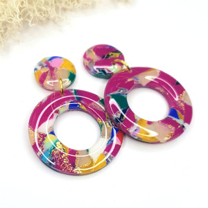 Kolczyki fuksjowe kółka w kolorach wiosny