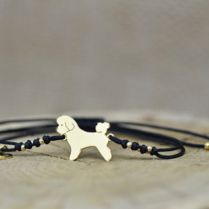 Bichon Frise - bransoletka z psem, srebro 925 pozłacane