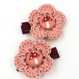 Spinki do włosów szydełkowe  kwiatki Muchomorki