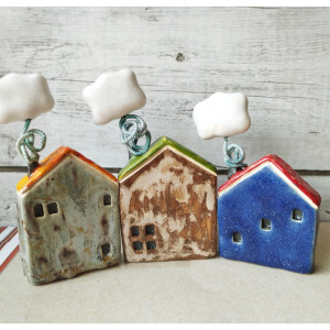 Zestaw 3 domków z chmurką