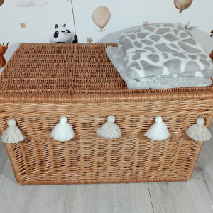 Naturalny kufer wiklinowy skrzynia na zabawki 70cm +chwosty