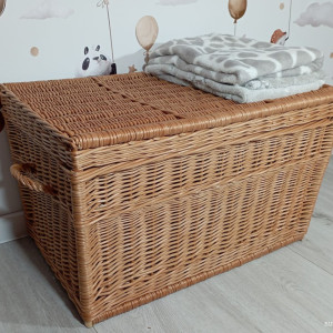Duży kufer wiklinowy Naturalny kosz na Zabawki 80cm