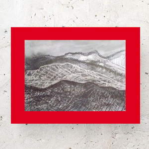 góry rysunek 30x40, minimalizm grafika na ścianę, obraz z górami, malowany ręcznie pejzaż górski, czarno biało obrazek, nowoczesna grafika do domu