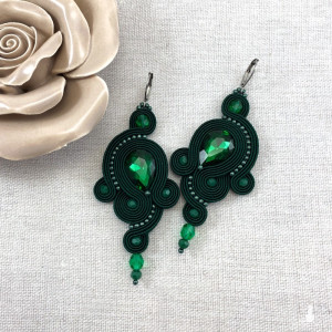 KOLCZYKI SUTASZ KOLEKCJA ELEEN, BUTELKOWA ZIELEŃ