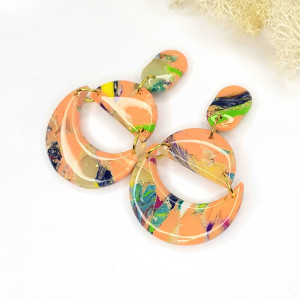 Kolczyki księżyce Boho brzoskwiniowe