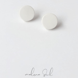 Kolekcja GAJA kolczyki ze skóry naturalnej , małe białe koła