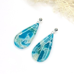 Kolczyki Migdałki turkusowy kryształ