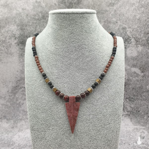 Naszyjnik jesienno-etniczny - jaspis, lawa, howlit, hematyt