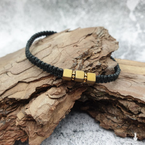 Bransoletka makrama - złoty hematyt
