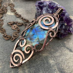 Naszyjnik miedziany - LABRADORYT