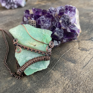 Naszyjnik miedziany - CHRYZOPRAZ