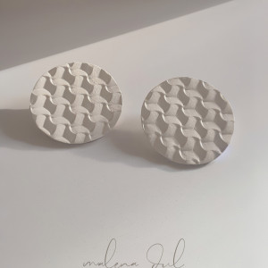 Kolczyki Kolekcja SUN duże skóra naturalna kremowe kość słoniowa ślubne