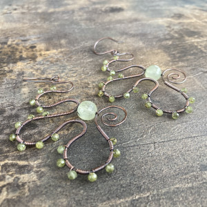 Kolczyki miedziane - PERYDOT/OLIWIN + FRENIT