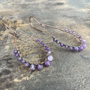 Kolczyki miedziane -AMETYST