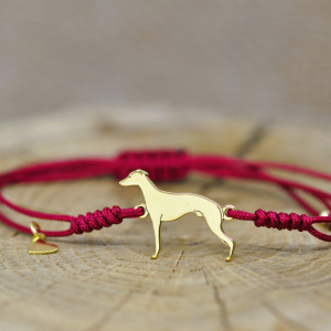 Whippet / Chart angielski - bransoletka z psem, srebro 925 pozłacane