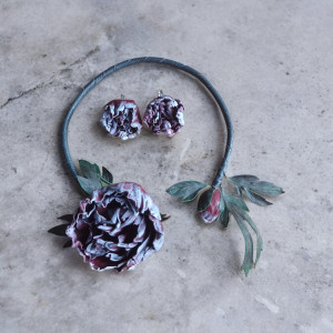 Komplet naszyjnik i kolczyki ze skóry