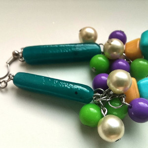 Kolczyki  niebieskie koraliki