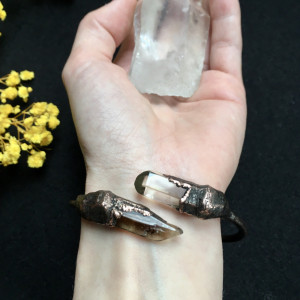 miedziana bransoletka z kwarcem dymnym