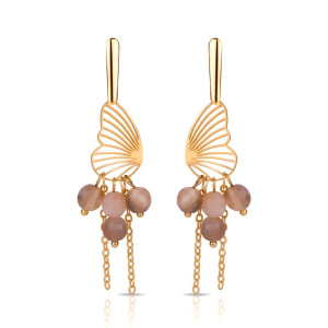 Złocone kolczyki z kamieniem słonecznym c873