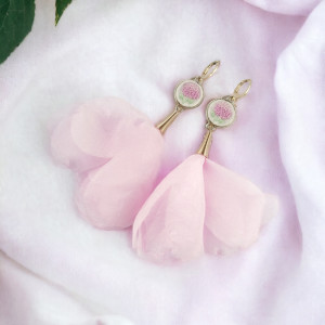 Kolczyki różowe hortensje