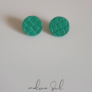 MINI GAJA kolczyki male kola ze skory naturalnej zielone faktura waz