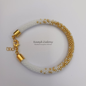 Biało-złota bransoletka z koralików Toho