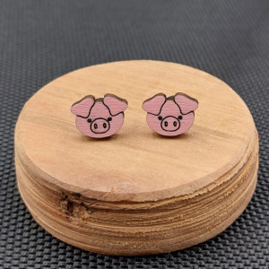 Kolczyki drewniane ŚWINKI