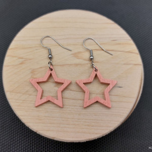 Kolczyki drewniane GWIAZDKI ŁOSOSIOWE