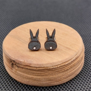 Kolczyki drewniane KRÓLIKI SZARE CIEMNE