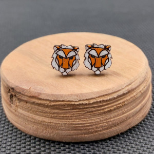 Kolczyki drewniane TYGRYSY