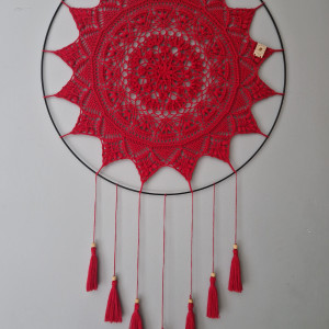 Czerwona mandala łapacz snów o średnicy 50cm