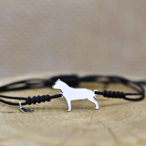 American Staffordshire Terrier / Amstaff - bransoletka z psem, srebro 925