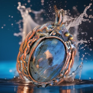 Miedziany medalion z labradorytem