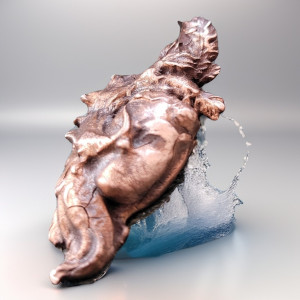 Autorski wisior-maska wenecka z glinki miedzi