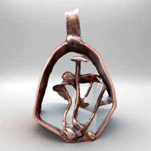 Miedziany wisior z grzybkami