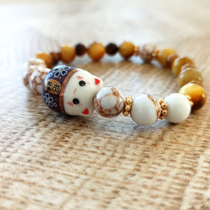 Bransoletka z motywem japońskim - Maneki Neko, Japonia, Kintsugi