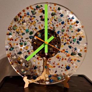 Zegar Hand Made Żywica i Kamienie Mocy  🧿  7 czakr  🪬  Ezoteria Remedia