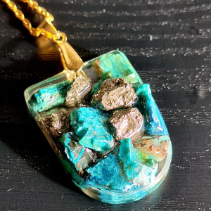 Naszyjnik Kamienie plus Stal Chryzokola I Piryt 🧿