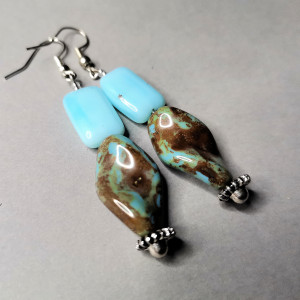 Kolczyki  boho turkus