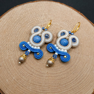 KOLCZYKI SUTASZ Z NIEBIESKIM JADEITEM