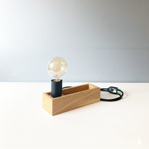 LAMPA stołowa drewniana BOX