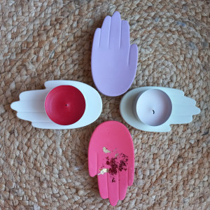 Podstawka na swieczke dłoń mini gips polimerowy