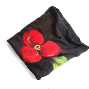 komin czarny wełniany na podszewce