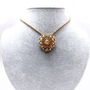 " Złote Serce " naszyjnik pleciony z Cytrynem naszyjnik - choker pleciony mikro makrama DelfinaDolls