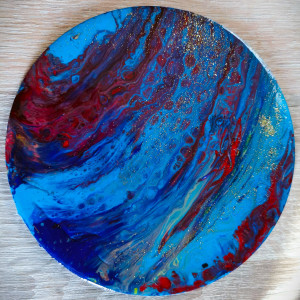 Niezwykła drewniana podkładka Rafa Koralowa wykonana metodą pouringu akrylowego