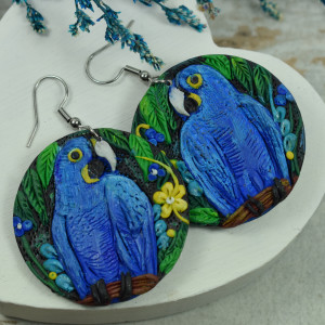 Duże, kolorowe kolczyki - Ara Hiacyntowa