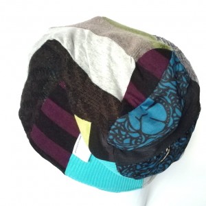 czapka damska ciepła kolorowa patchwork wełna zima