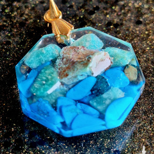 Naszyjnik Rękodzieło G'Ξ'S Wisiorek Amazonit Turkmenit Chryzokola 🧿🪬